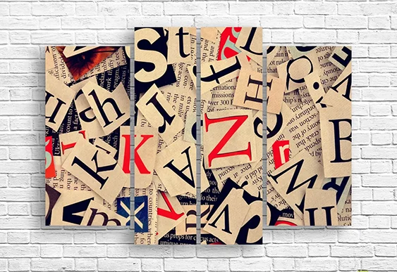 📰 Tablou modular „Colaj tipografic”