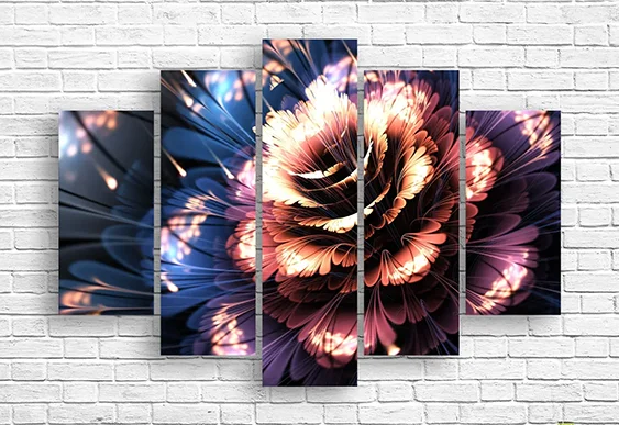 🌺 Tablou modular „Floare abstractă luminoasă”