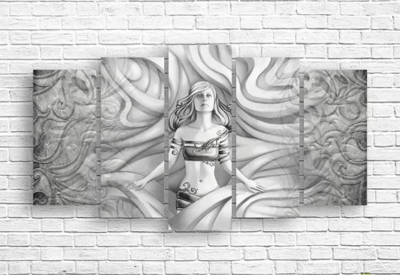 🖤 Tablou modular „Zeiță argintie”