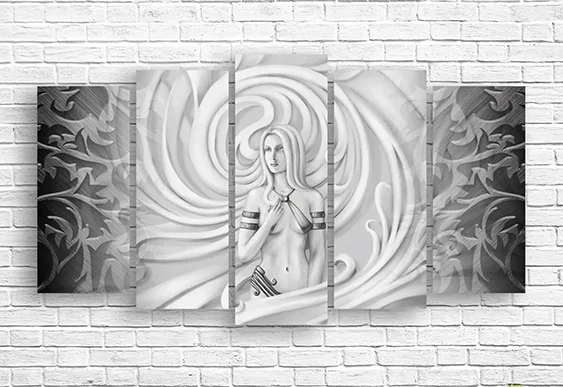 ❤️ Tablou modular Siluetă modernă cu accente roșii