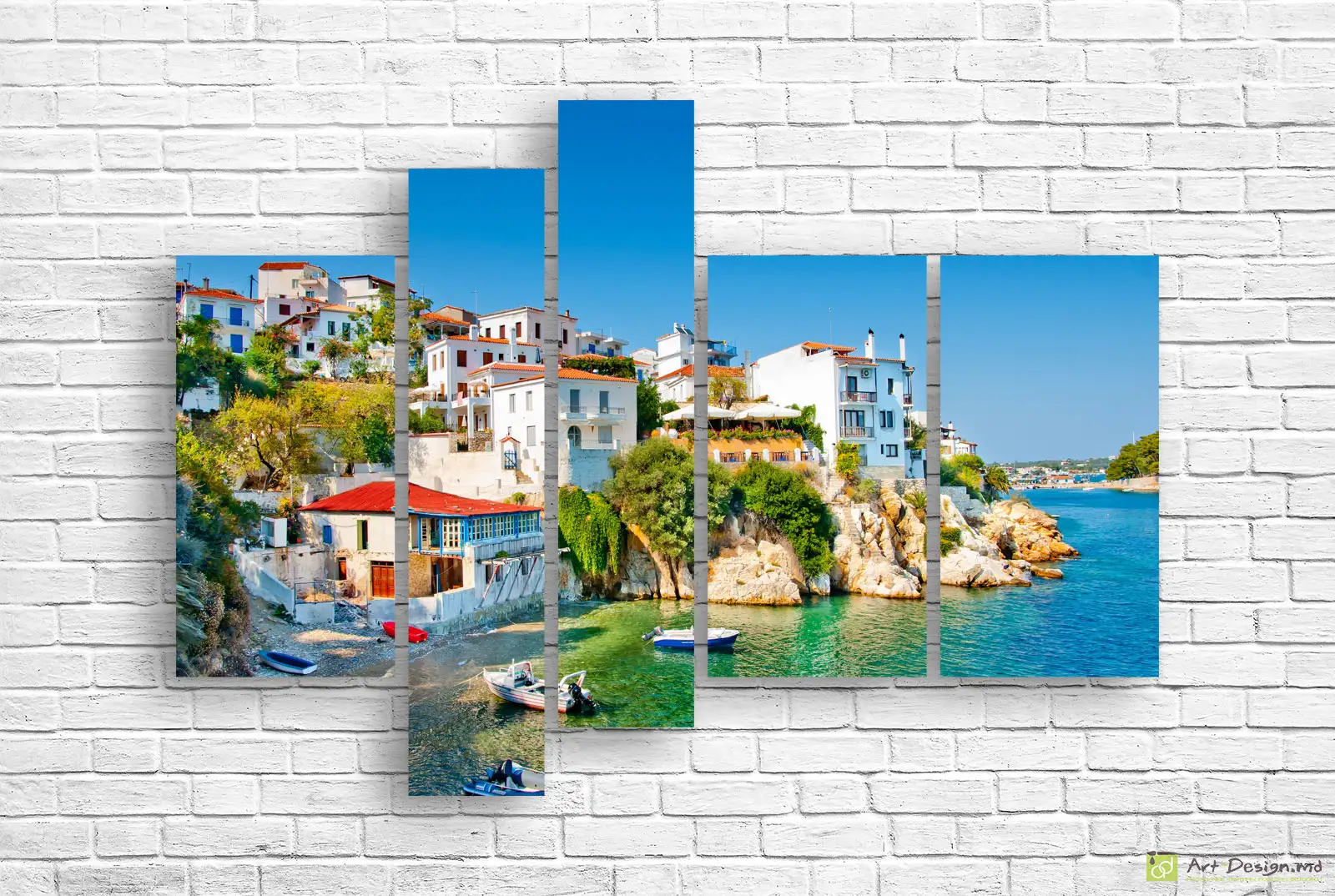 🏖️ Tablou modular Peisaj grecesc și bărci