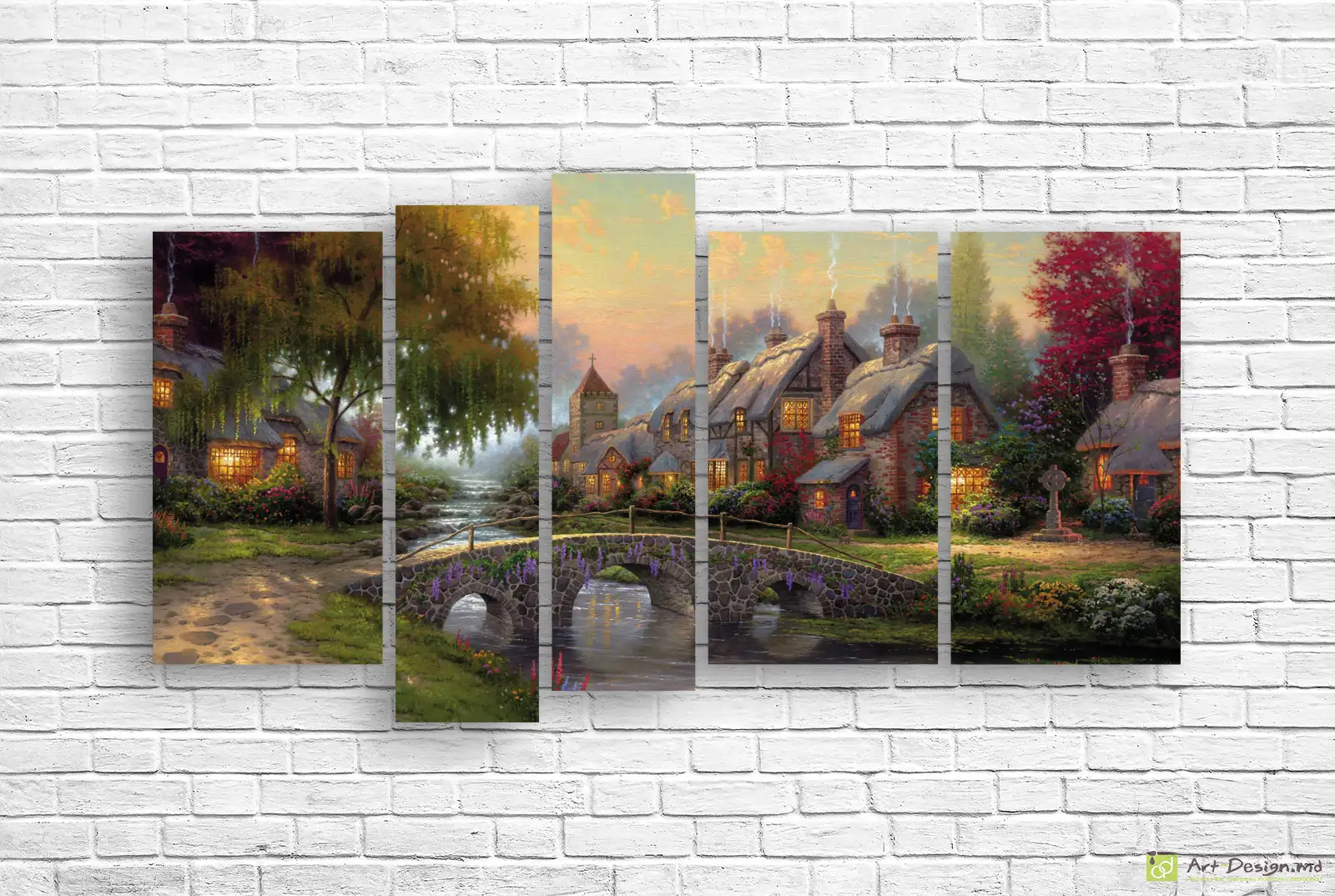 🌸 Tablou modular Căsuța de poveste de lângă pod