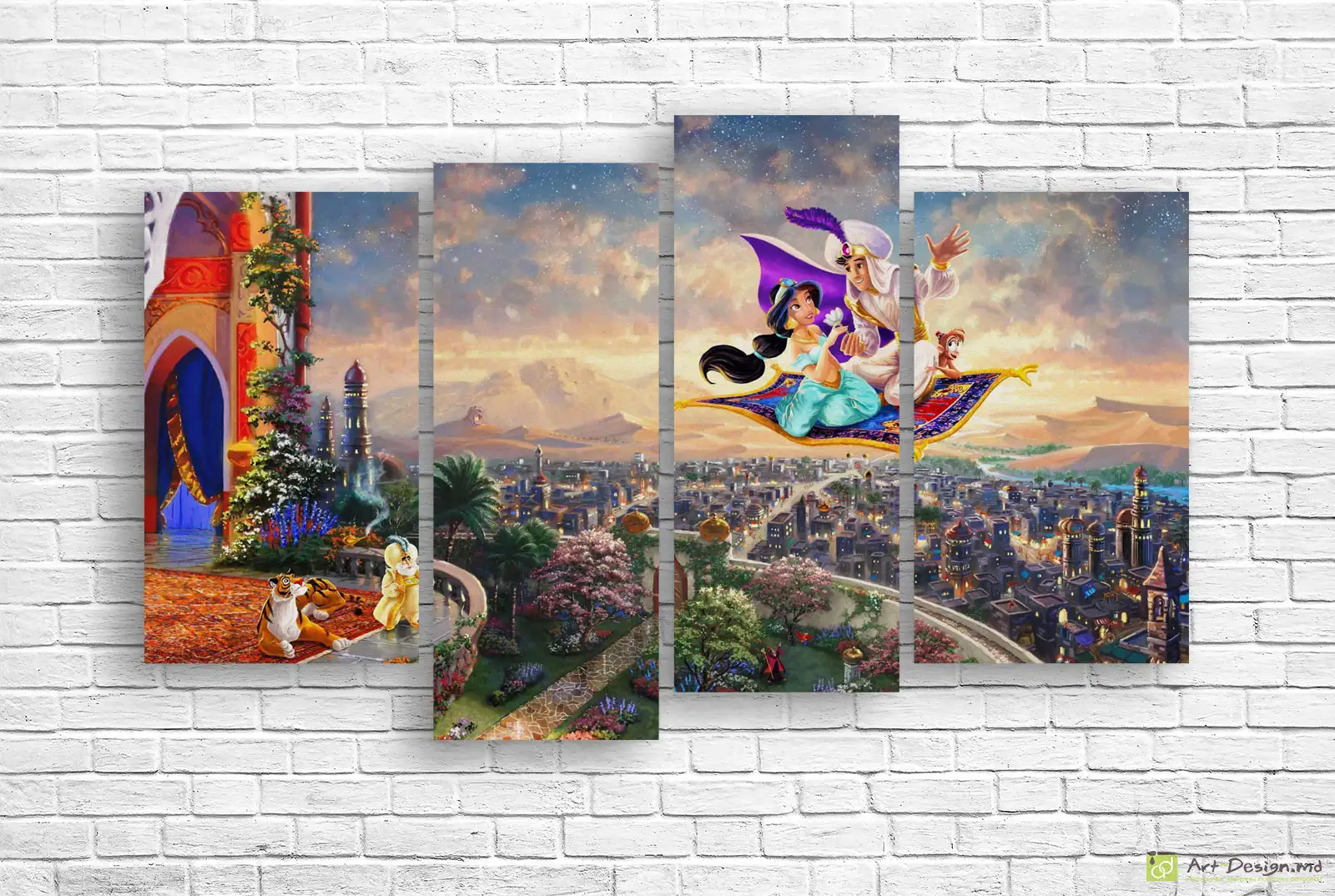 🌟 Tablou modular Aladdin și zborul magic deasupra orașului