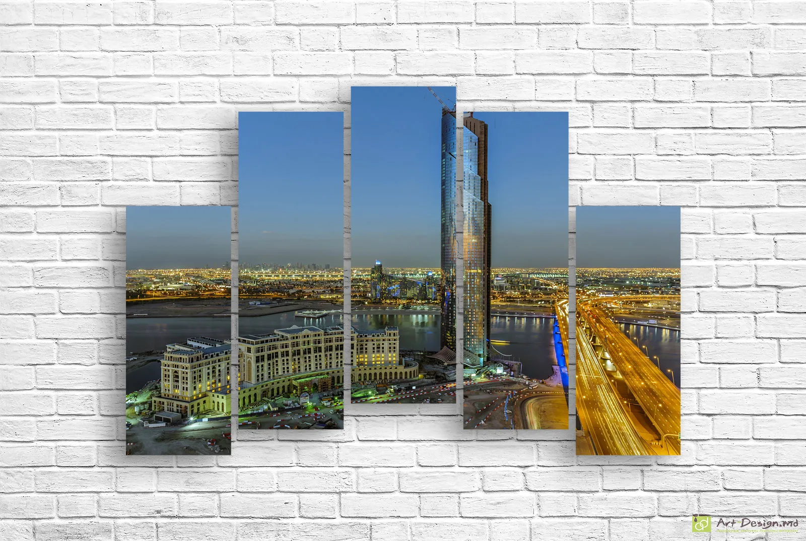 🌃 Tablou modular „Dubai seara – metropolă modernă”