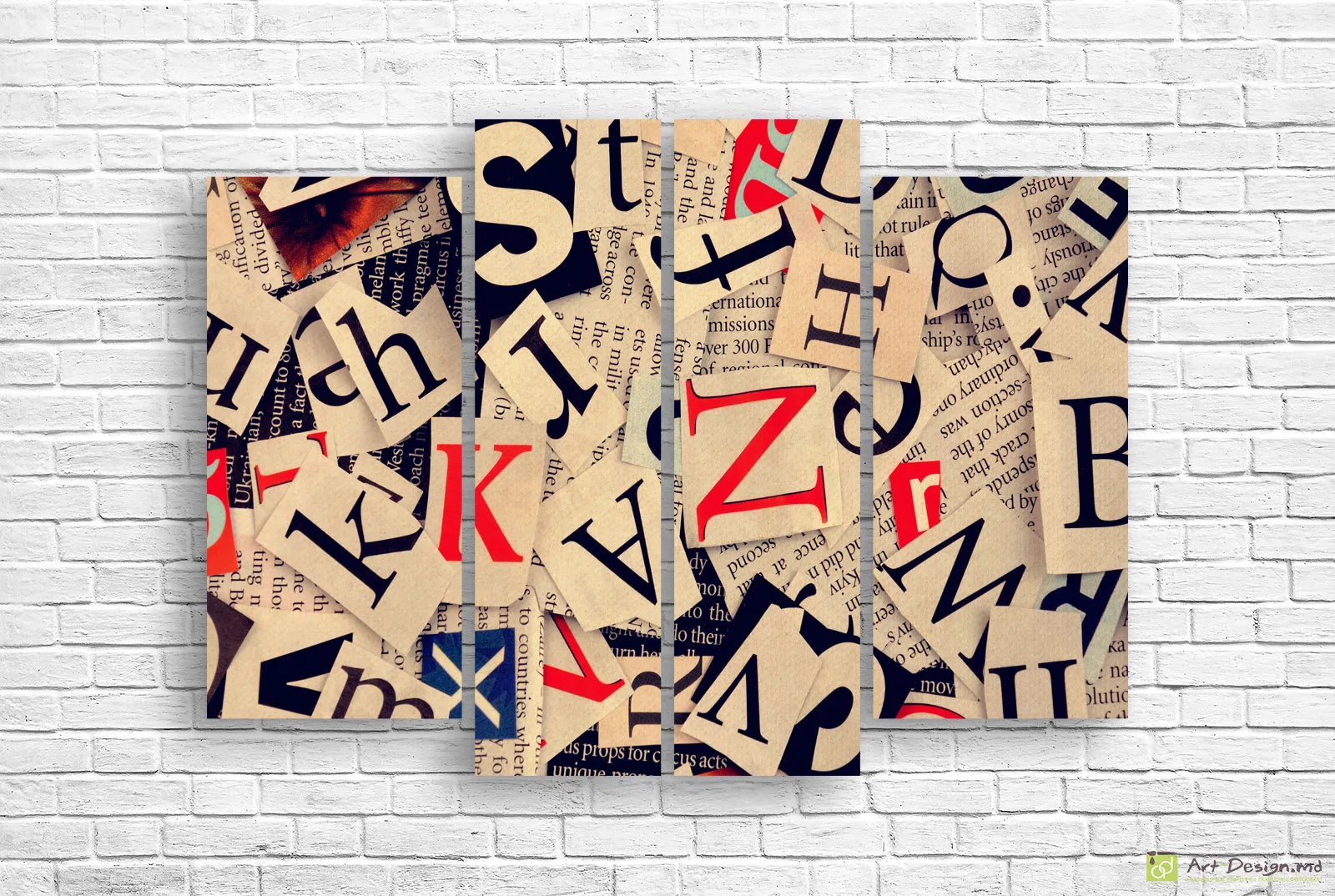 📰 Tablou modular „Colaj tipografic”