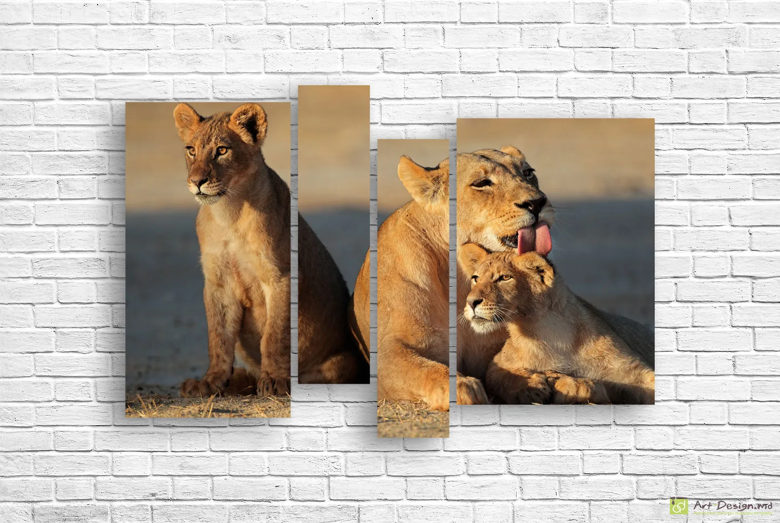 🦁 Модульная картина «Львица и львята»