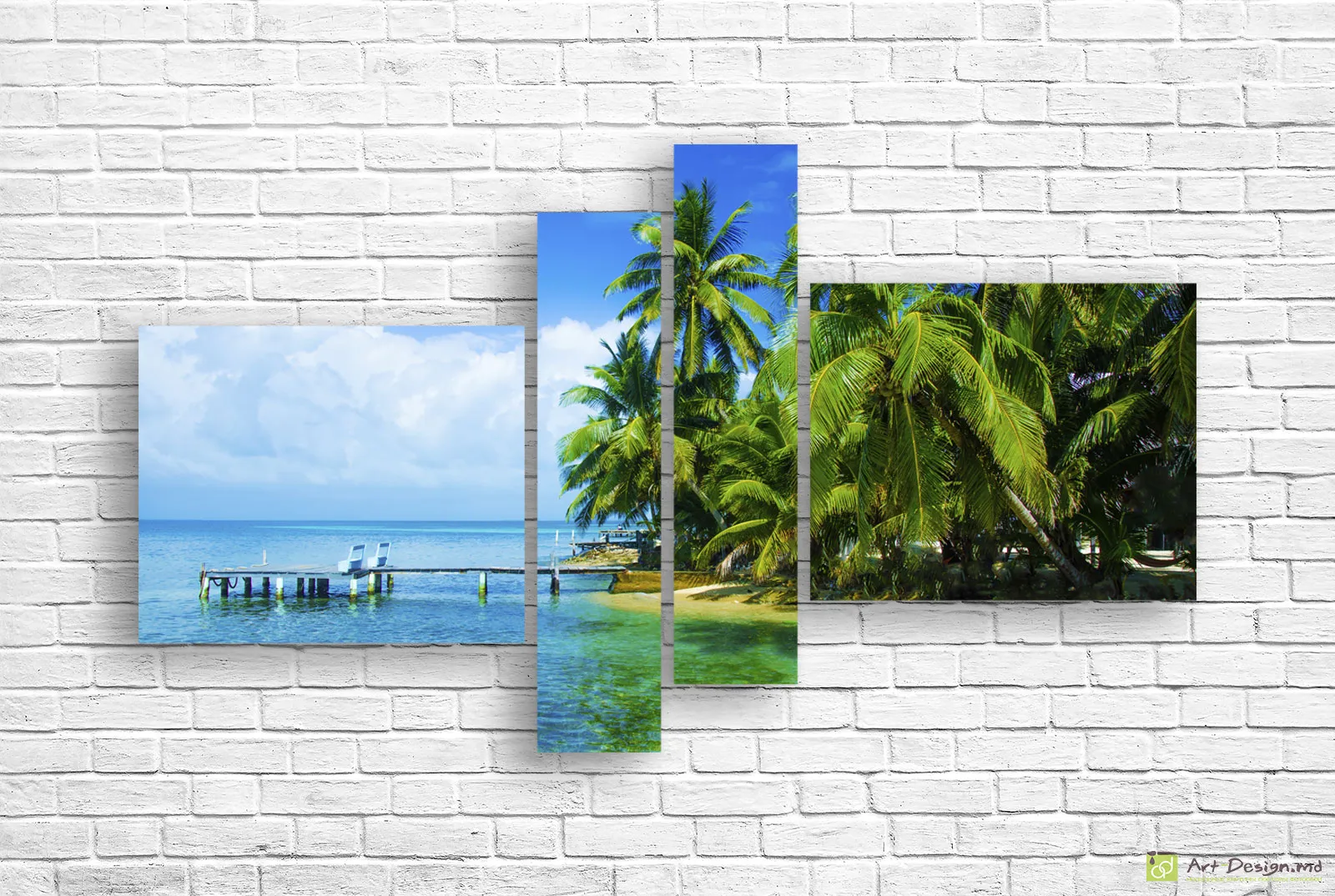 🏝️ Модульная картина Пальмы и пирс в тропическом раю