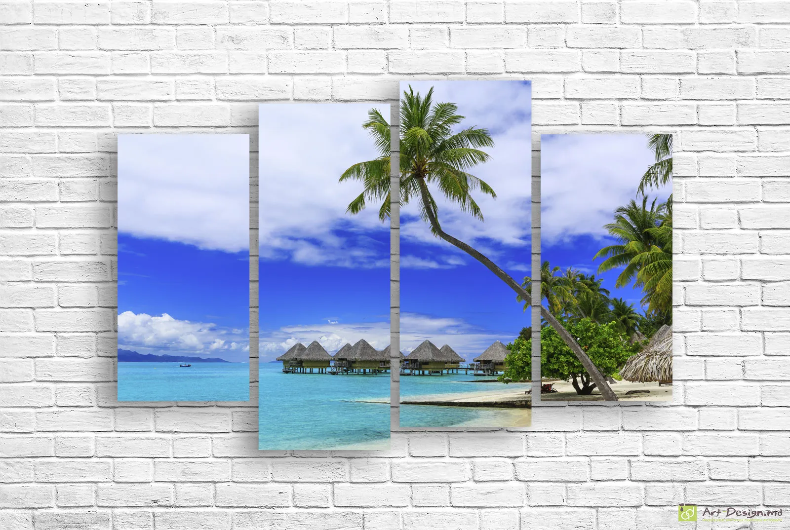 🏝️ Модульная картина Виллы на сваях у подножия гор