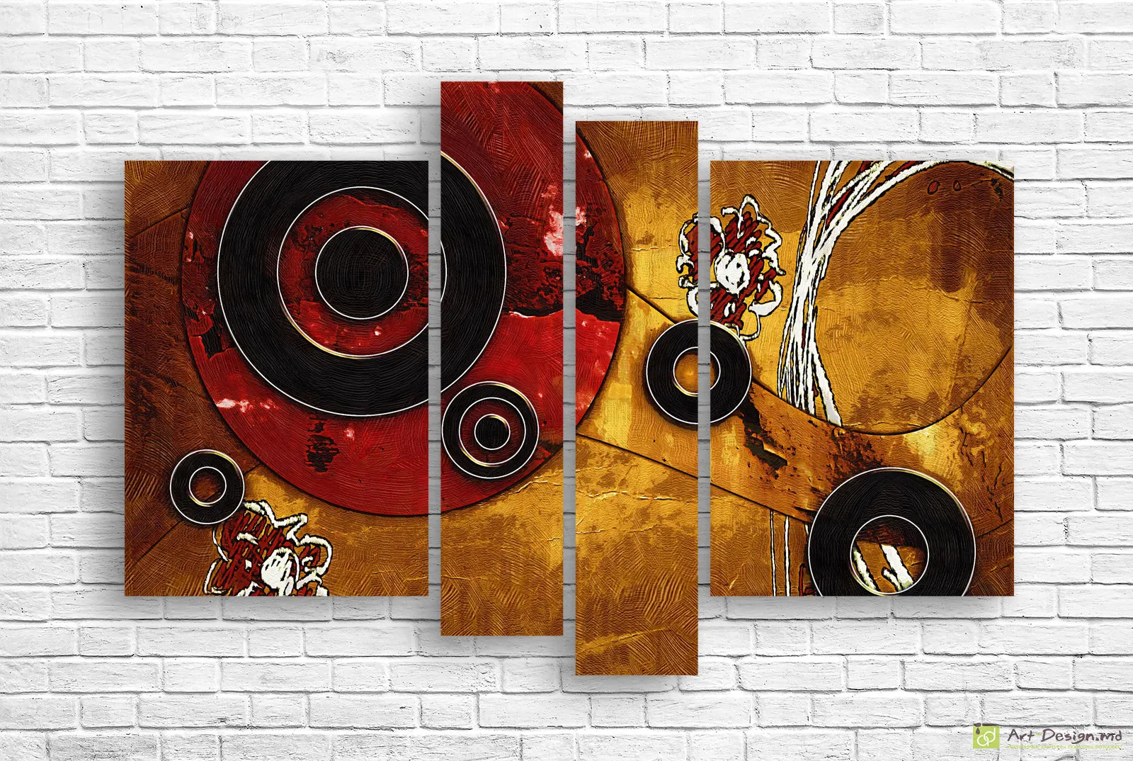 ⭕ Модульная картина «Контрасты золотых кругов»