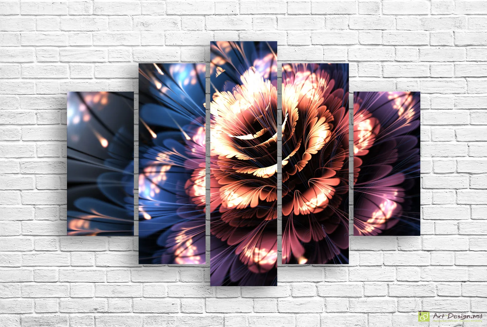 🌺 Tablou modular „Floare abstractă luminoasă”