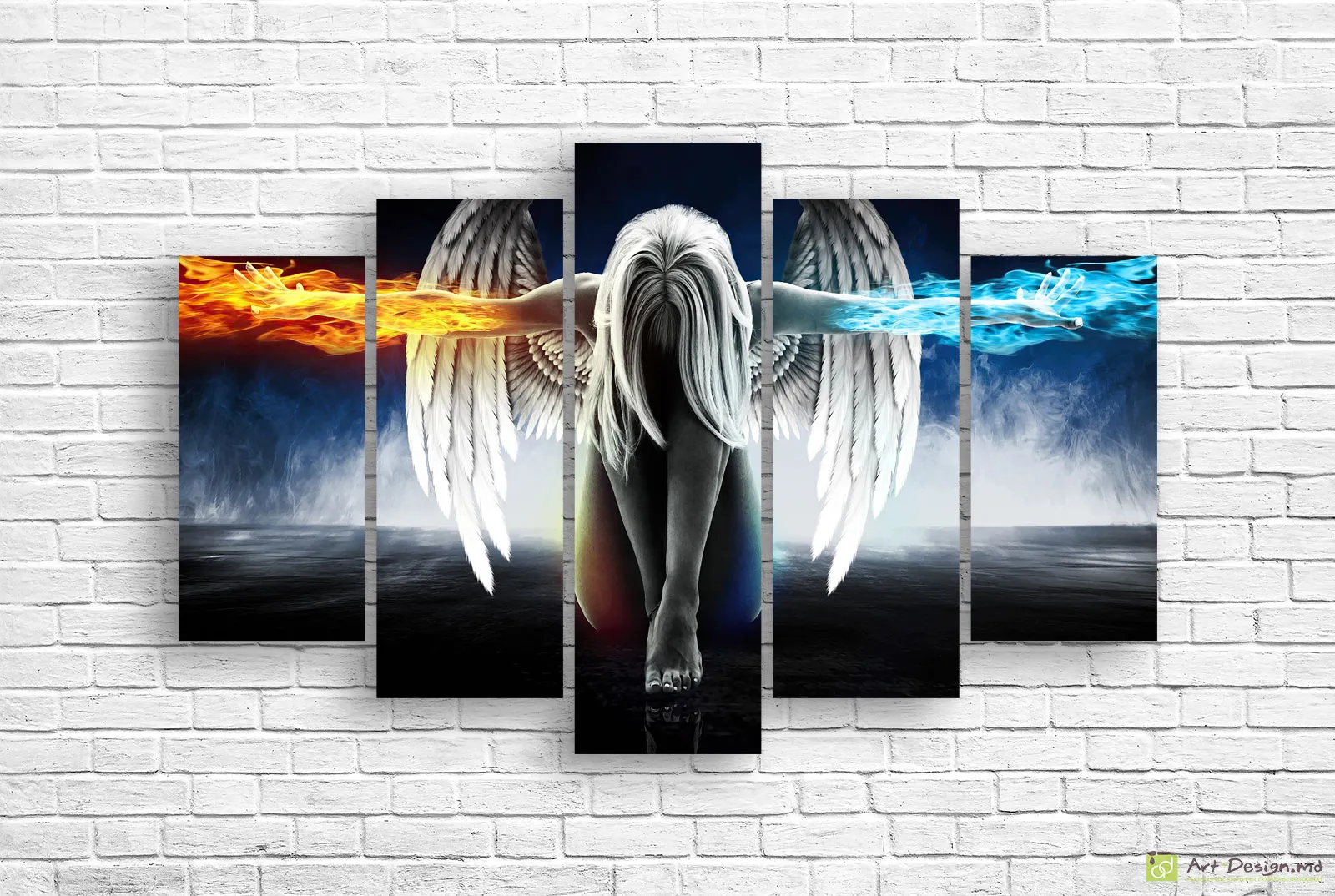 🔥❄️ Tablou modular „Îngerul focului și al gheții”