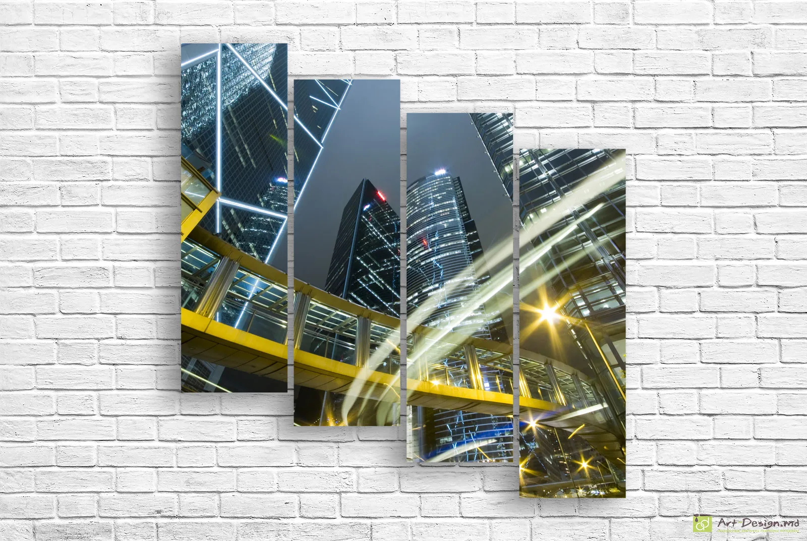 🏙️ Tablou modular Hong Kong noaptea: Lumini dinamice