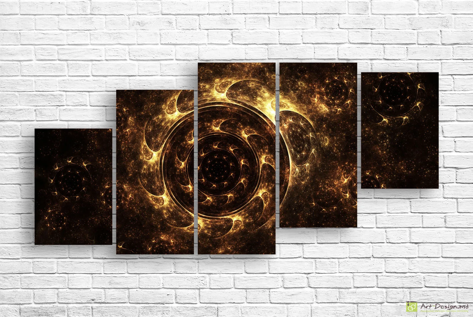 ✨ Модульная картина «Золотая спираль энергии»
