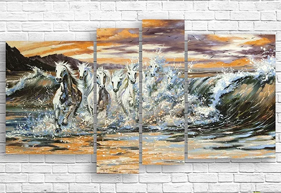 🌊 Модульная картина «Белые кони в волнах»