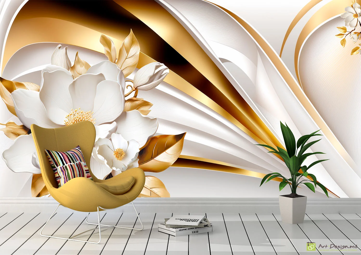 Fototapet personalizat - Fundal abstract cu floare 3D