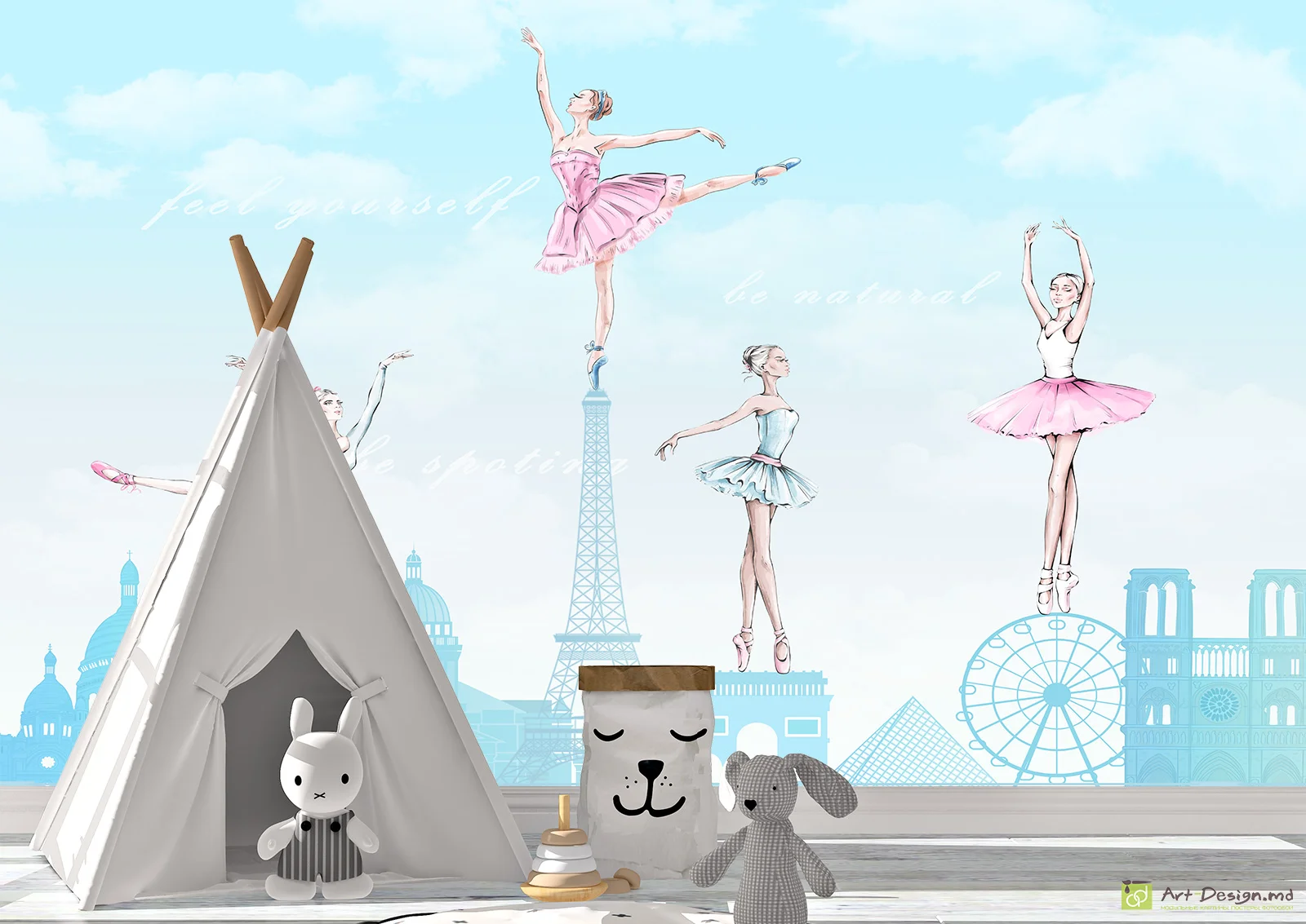 Fototapet pentru copii - Balerini în oraș