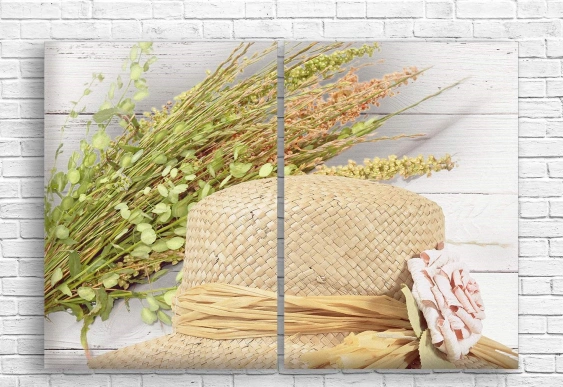 Модульная картина - Элегантная шляпа и цветы