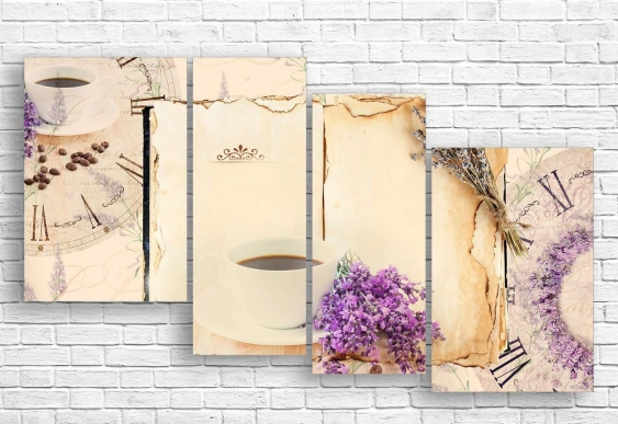 Tablou Multicanvas -Colaj de liliac și lavandă