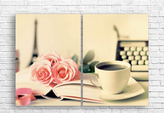 Модульная картина - Элегантная шляпа и цветы