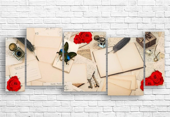 Tablou modular pe pinza scrisori vintage