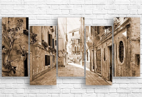 Tablou modular străduțe vechi romantice