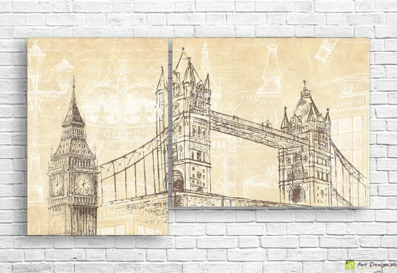 Модульная картина - Красные гвоздики и калина_2