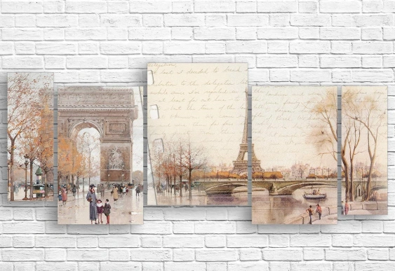 Tablou Multicanvas Paris acuarelă