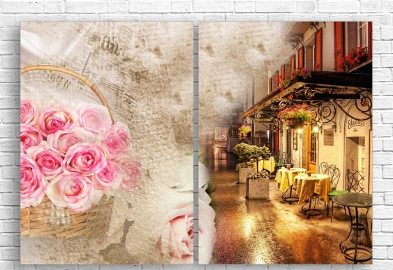 Imagine modulară - Ceas cu alarmă retro pe fundal colorat_2