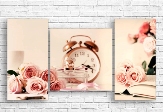 Модульная картина с розами, Нежность и элегантность