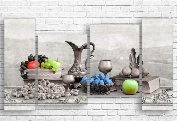 Модульная картина - Лаванда на старинном фоне