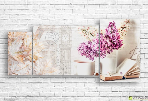 Модульная картина - Иероглифы на старинном фоне_2