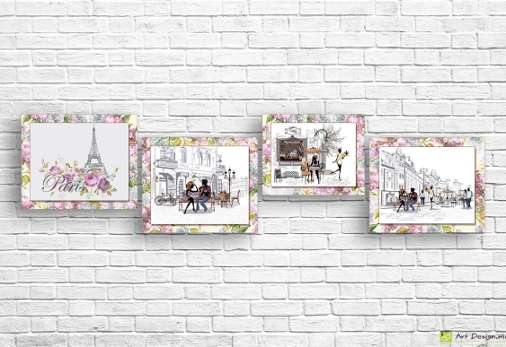 Imagine modulară - Paris în creion colorat_2