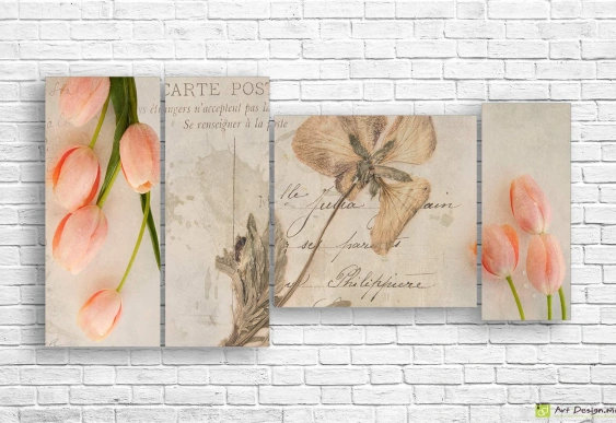 Модульное изображение - Ретро. Воспоминания и тюльпаны