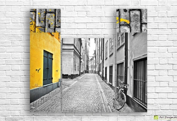 Imagine modulară - Galben pe alb-negru