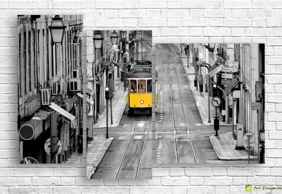 Imagine modulară - Galben pe alb-negru