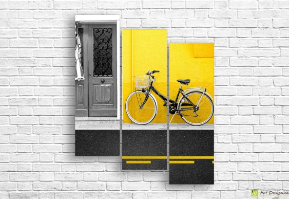 Imagine modulară - Galben pe alb-negru