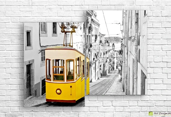 Imagine modulară - Tramvaiul galben din orașul vechi