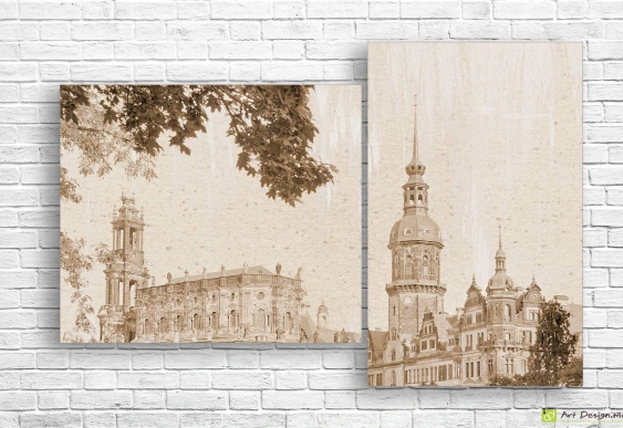 Модульная картинка - Город в стиле ретро