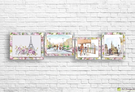 Imagine modulară - Paris în creion colorat