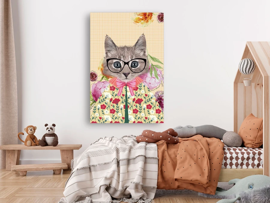 Pisicuța isteață cu ochelari, Tablou