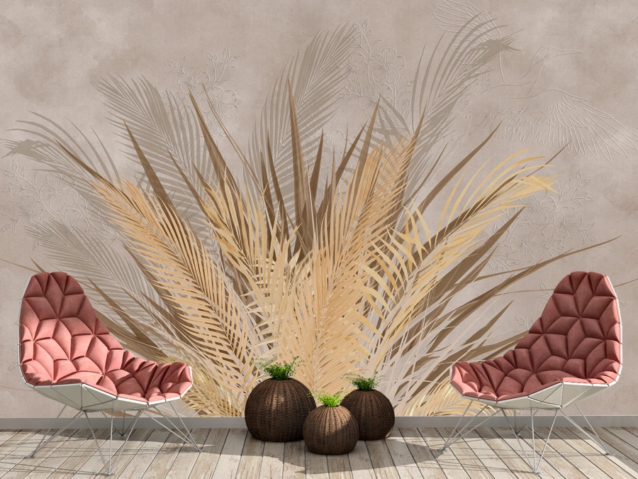 Inspirație din Natură, Tapet cu Palmieri și Flori