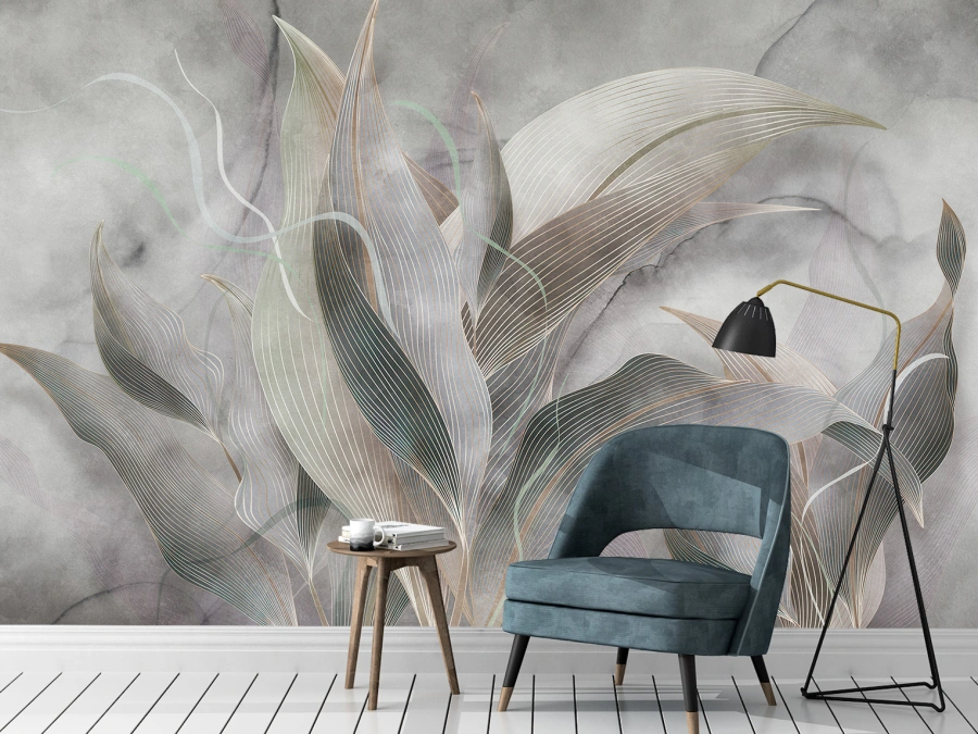 Frunze acuarele, Tapet cu motive naturale