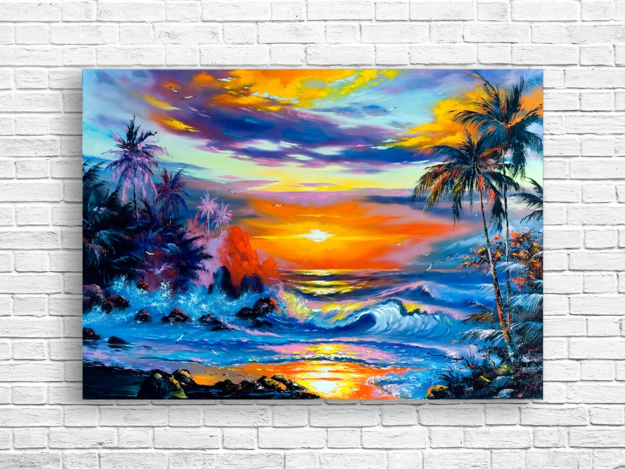 Apus de soare peste ocean, Poster pe Pânză