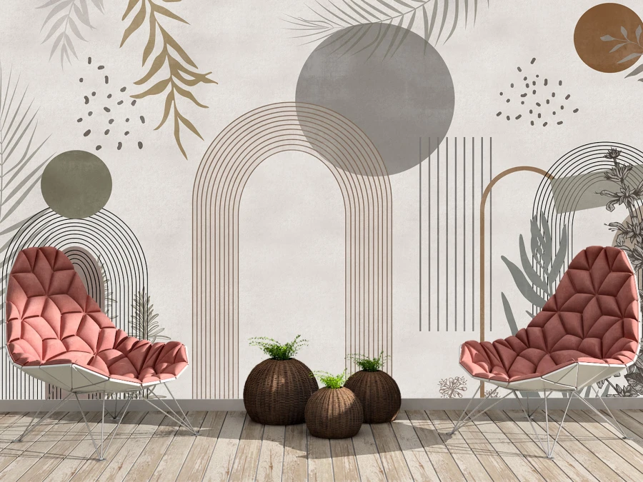Абстрактные арки с природными элементами, Обои