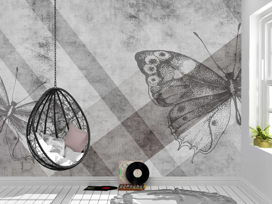 Фотообои «Монохромные бабочки»