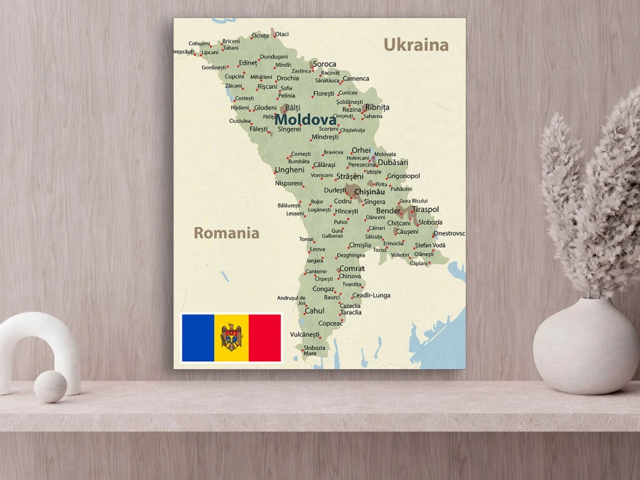Tablou pe pânză „Harta Republicii Moldova”