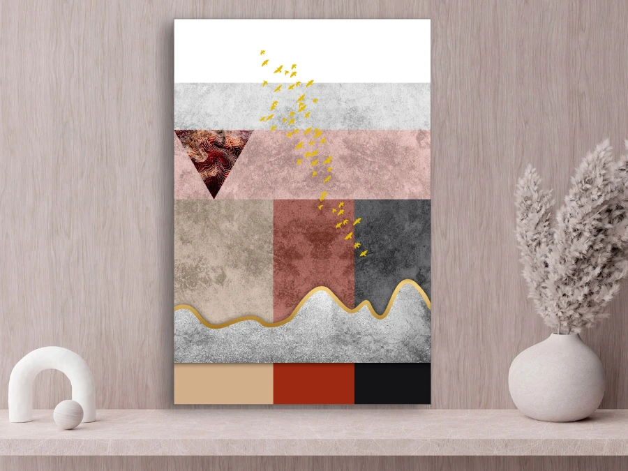 Картина на холсте с геометрией и золотом