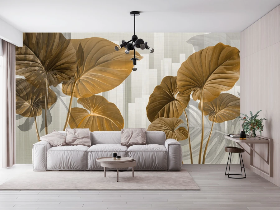 Fototapet Frunze luxoase în nuanțe calde