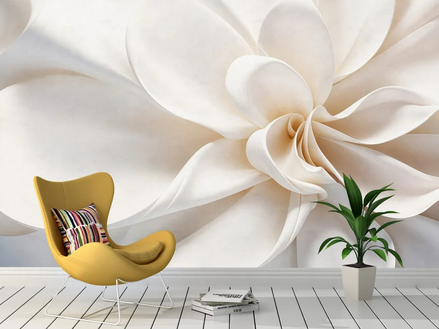 🌸 Fototapet „Floare volumetrică crem”