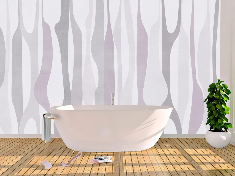 🛁 Фотообои в пастельных тонах с волнистыми линиями